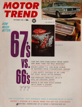 MOTOR TREND 1966 SEPT - 427 COBRA TEST, FORD MK II,